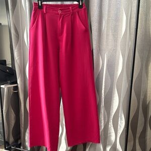Vibrant Red Wide-Leg Pants